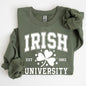 Irish University, Lucky, St. Paddy's Day, Coquette, Bow, Clover, Shamrock, Irish, Lucky Charm, St Patrick's Day Sweatshirt