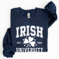 Irish University, Lucky, St. Paddy's Day, Coquette, Bow, Clover, Shamrock, Irish, Lucky Charm, St Patrick's Day Sweatshirt