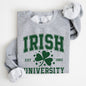 Irish University, Lucky, St. Paddy's Day, Coquette, Bow, Clover, Shamrock, Irish, Lucky Charm, St Patrick's Day Sweatshirt