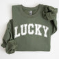 Lucky, St. Paddy's Day, Coquette, Bow, Clover, Shamrock, Irish, Lucky Charm, St Patrick's Day Sweatshirt