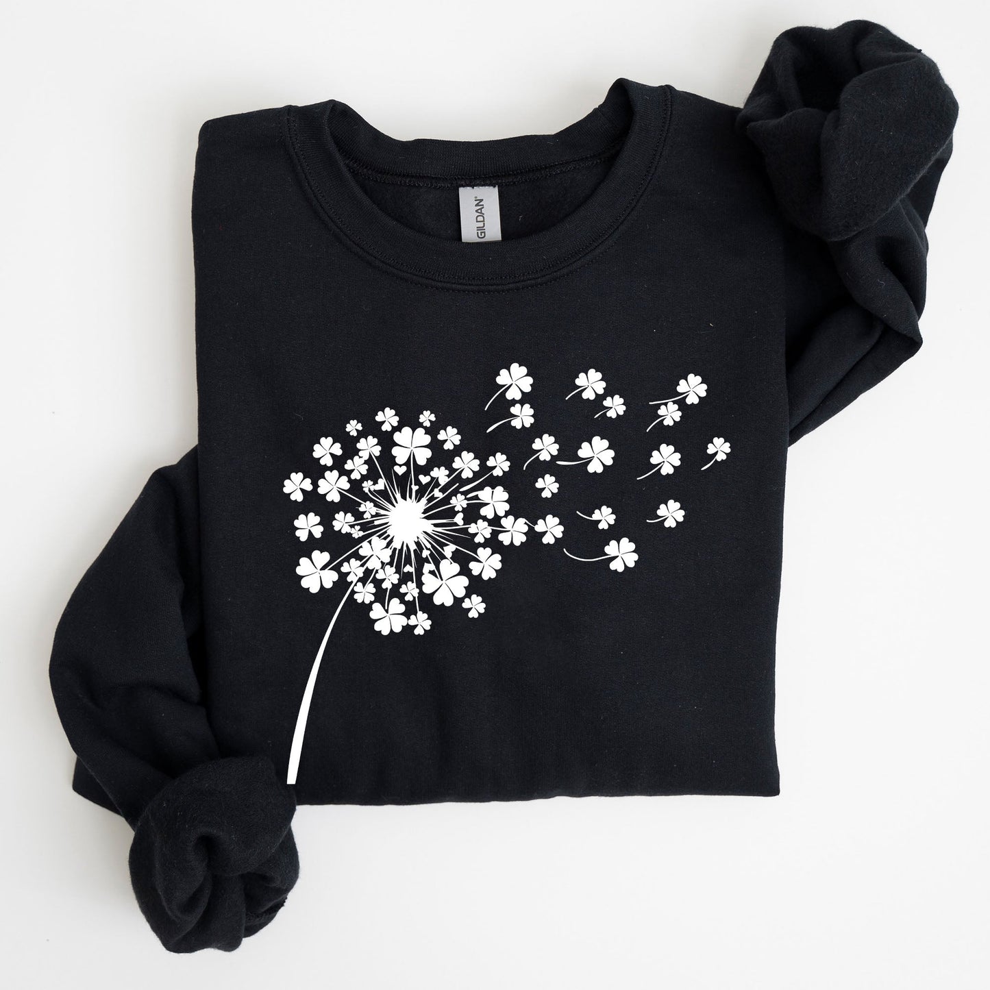 Dandelion, St. Paddy's Day, Coquette, Bow, Clover, Shamrock, Lucky, Irish, Lucky Charm, St Patrick's Day Sweatshirt