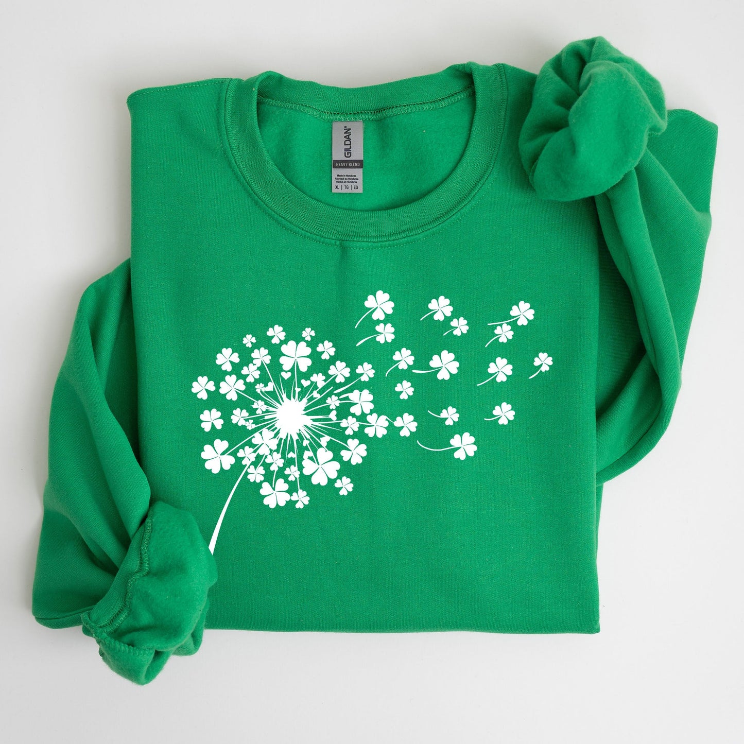 Dandelion, St. Paddy's Day, Coquette, Bow, Clover, Shamrock, Lucky, Irish, Lucky Charm, St Patrick's Day Sweatshirt