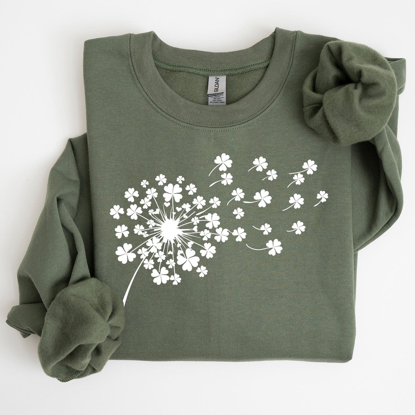 Dandelion, St. Paddy's Day, Coquette, Bow, Clover, Shamrock, Lucky, Irish, Lucky Charm, St Patrick's Day Sweatshirt