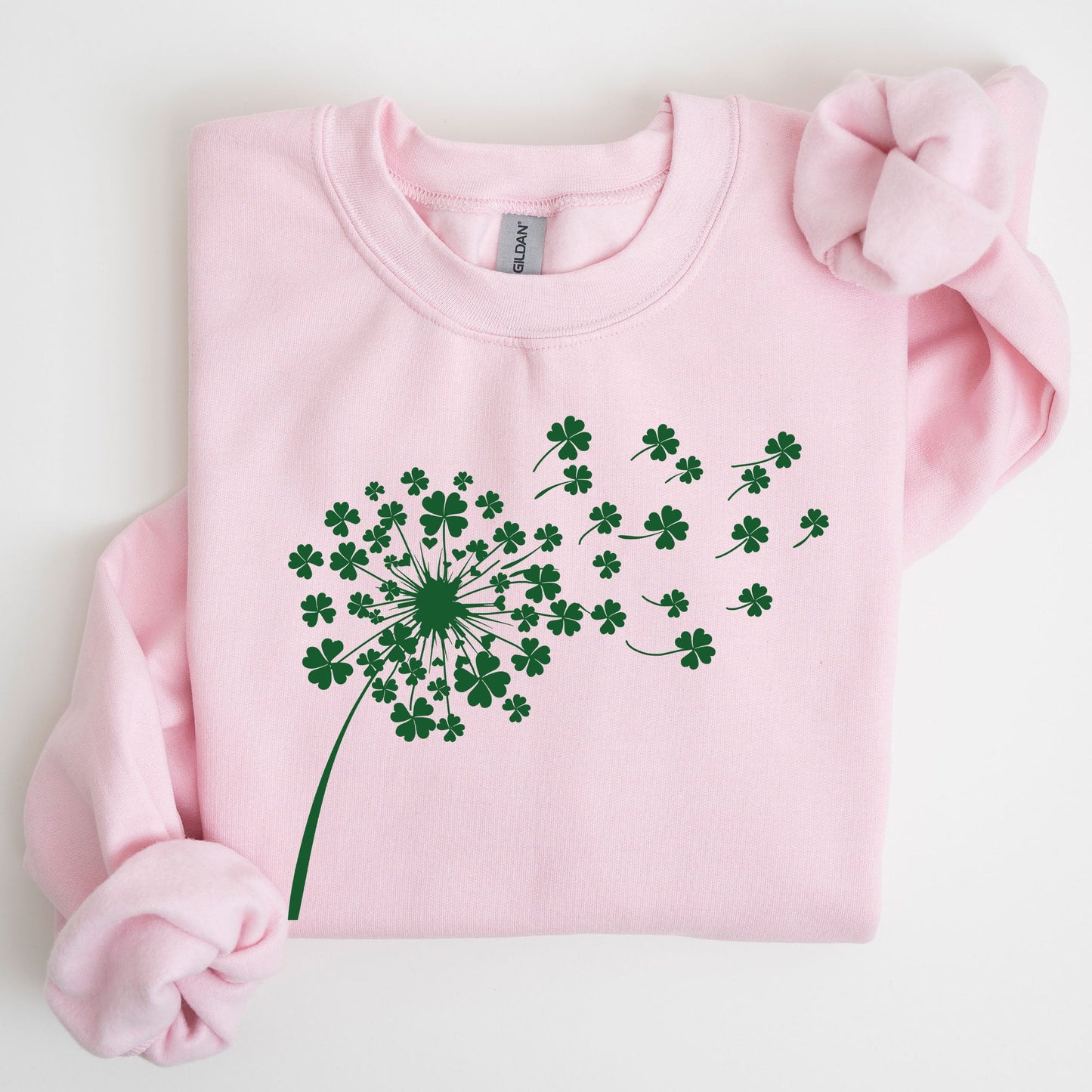 Dandelion, St. Paddy's Day, Coquette, Bow, Clover, Shamrock, Lucky, Irish, Lucky Charm, St Patrick's Day Sweatshirt