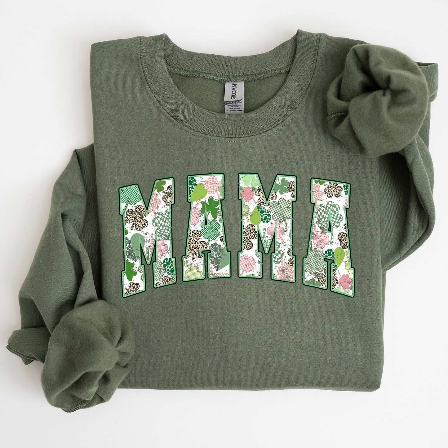 Mama, Vintage, St. Paddy's Day, Clover, Shamrock, Lucky, Irish, Lucky Charm, St Patrick's Day Sweatshirt