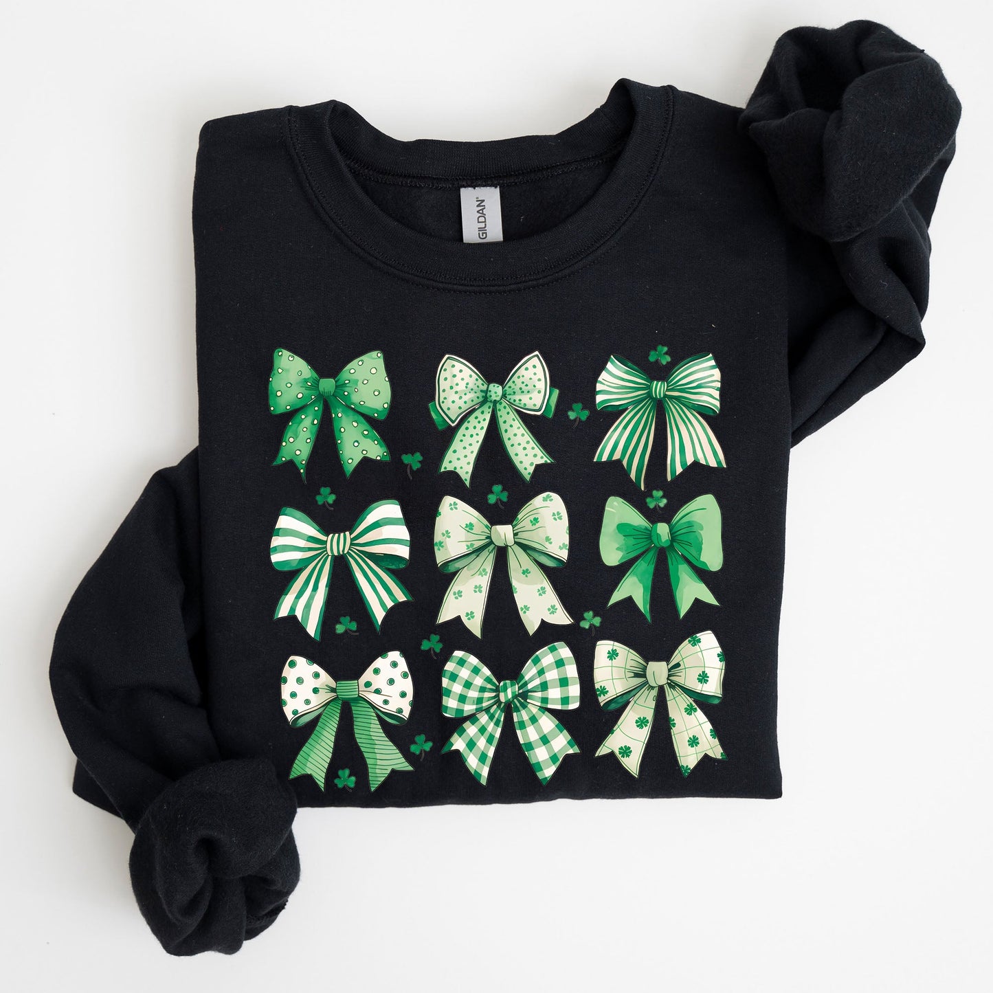 St. Paddy's Day Coquette, Clover, Shamrock, Bow, Lucky, Irish, Lucky Charm, St Patrick's Day Sweatshirt