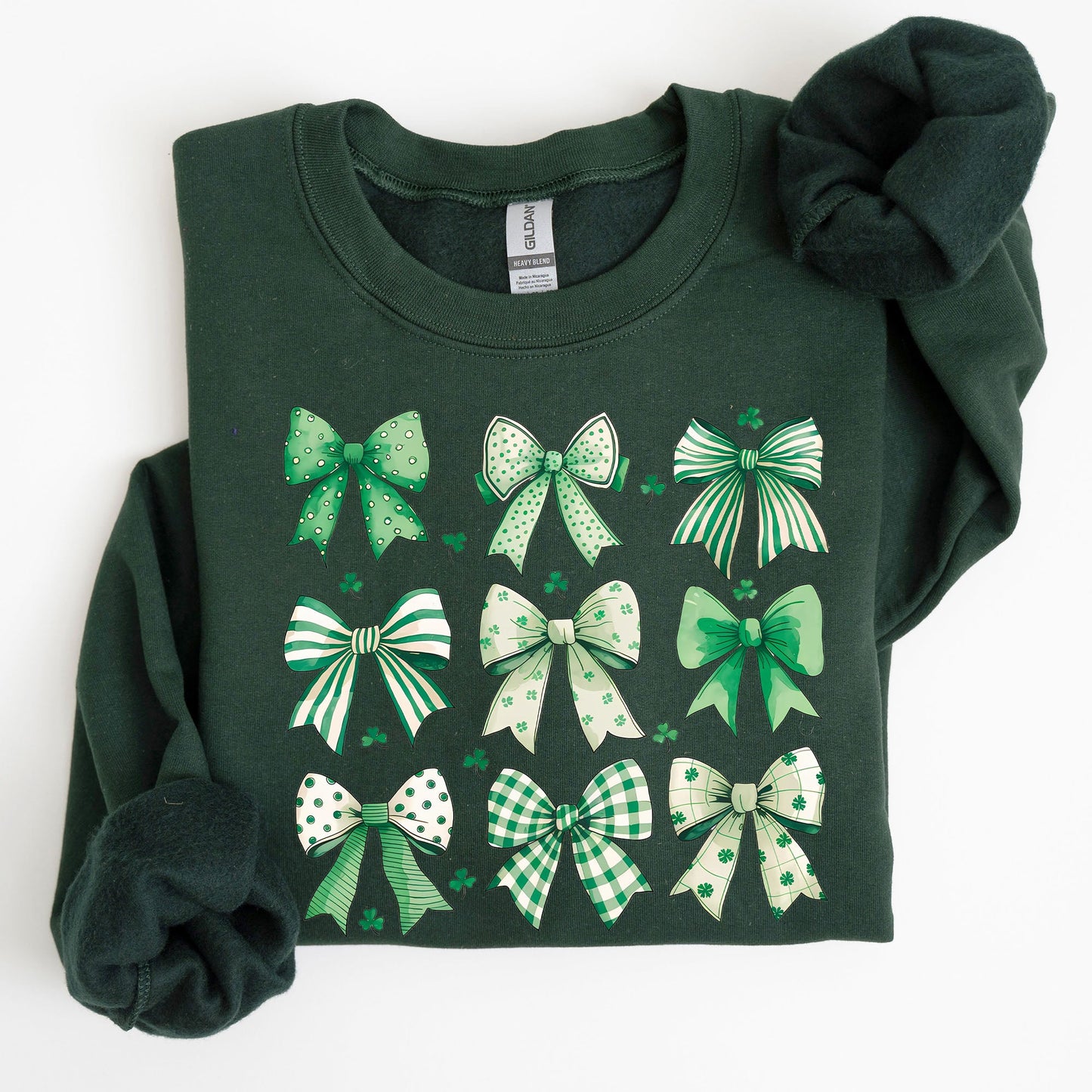 St. Paddy's Day Coquette, Clover, Shamrock, Bow, Lucky, Irish, Lucky Charm, St Patrick's Day Sweatshirt
