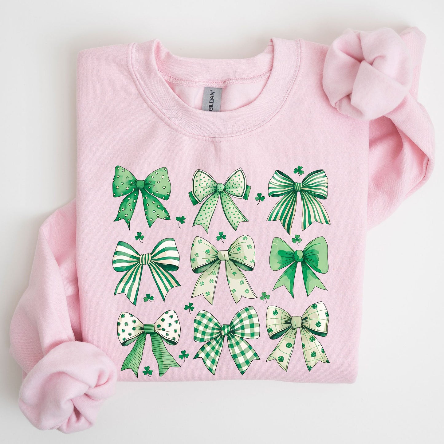 St. Paddy's Day Coquette, Clover, Shamrock, Bow, Lucky, Irish, Lucky Charm, St Patrick's Day Sweatshirt