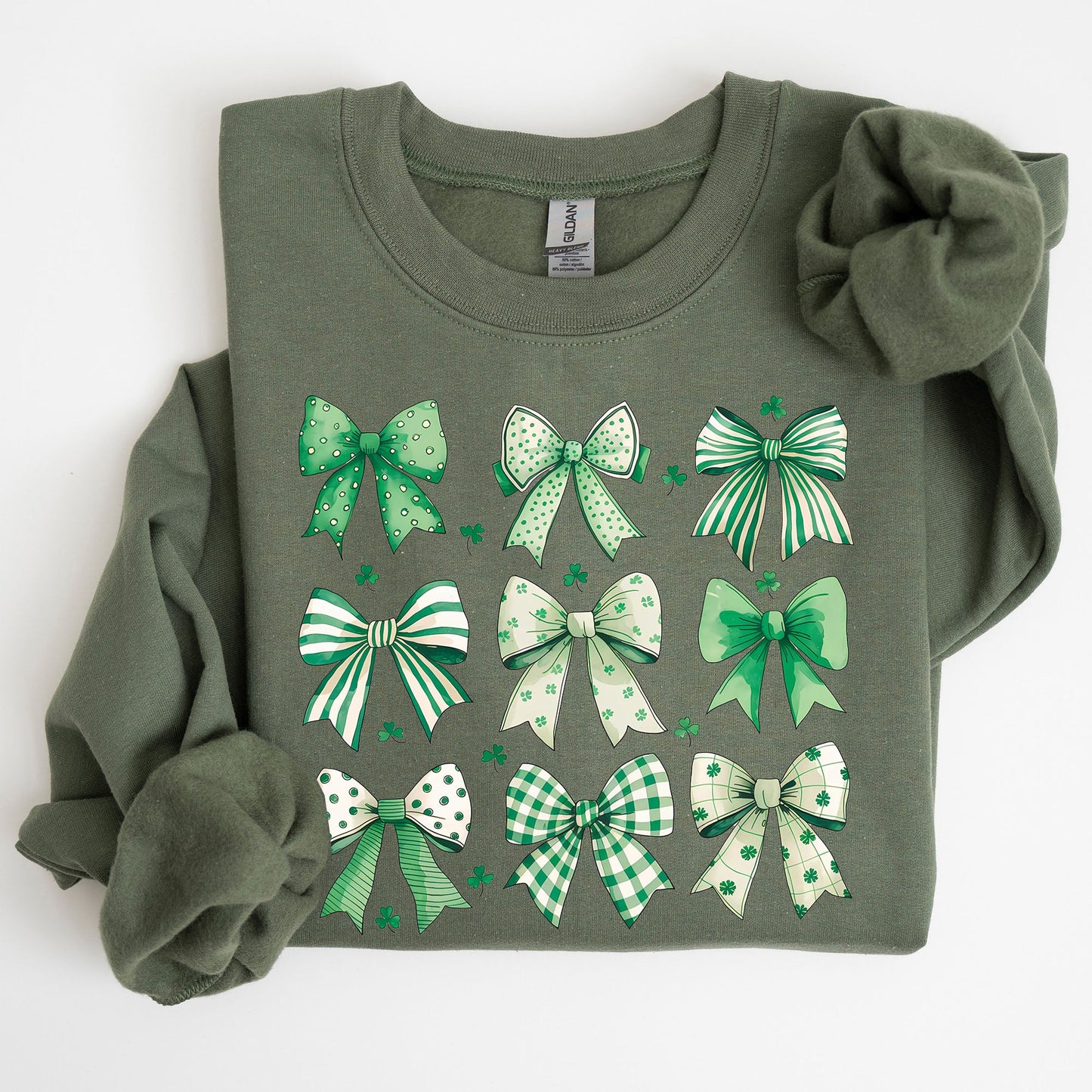 St. Paddy's Day Coquette, Clover, Shamrock, Bow, Lucky, Irish, Lucky Charm, St Patrick's Day Sweatshirt