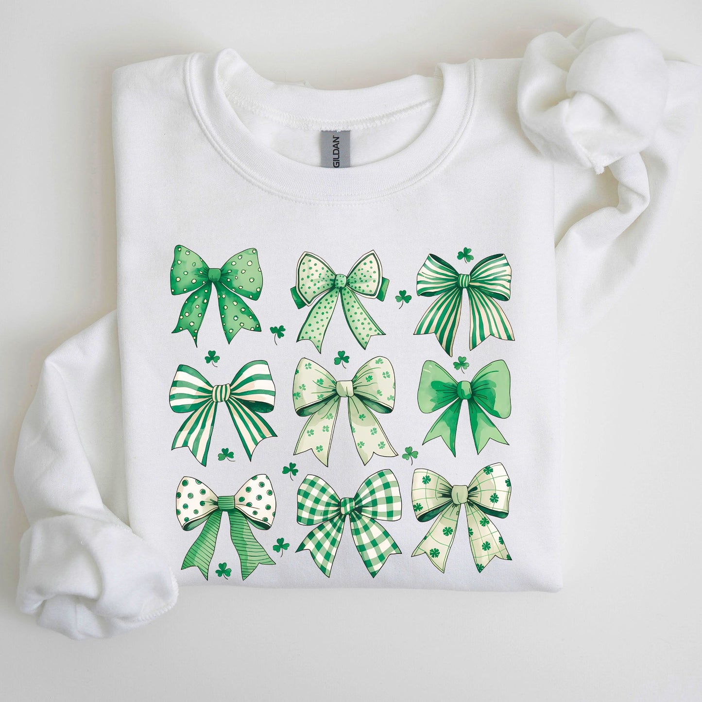 St. Paddy's Day Coquette, Clover, Shamrock, Bow, Lucky, Irish, Lucky Charm, St Patrick's Day Sweatshirt
