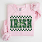 Irish, Checkered, Retro, Lucky, Shamrock, Bow, Coquette, Lucky Charm, St Patrick's Day Sweatshirt