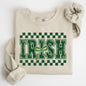 Irish, Checkered, Retro, Lucky, Shamrock, Bow, Coquette, Lucky Charm, St Patrick's Day Sweatshirt
