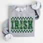 Irish, Checkered, Retro, Lucky, Shamrock, Bow, Coquette, Lucky Charm, St Patrick's Day Sweatshirt
