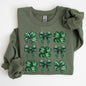 Sparkly Clover, Shamrock, Faux Sequins, Bow, Coquette, Lucky, Irish, Lucky Charm, St Patrick's Day Sweatshirt