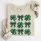 Sparkly Clover, Shamrock, Faux Sequins, Bow, Coquette, Lucky, Irish, Lucky Charm, St Patrick's Day Sweatshirt