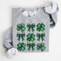 Sparkly Clover, Shamrock, Faux Sequins, Bow, Coquette, Lucky, Irish, Lucky Charm, St Patrick's Day Sweatshirt