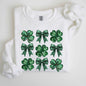 Sparkly Clover, Shamrock, Faux Sequins, Bow, Coquette, Lucky, Irish, Lucky Charm, St Patrick's Day Sweatshirt