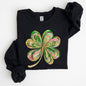Colorful Shamrock, Four Leaf Clover, Sequin Style, Lucky, Irish, Lucky Charm, Retro, St Patrick's Day Sweatshirt
