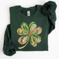 Colorful Shamrock, Four Leaf Clover, Sequin Style, Lucky, Irish, Lucky Charm, Retro, St Patrick's Day Sweatshirt