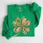 Colorful Shamrock, Four Leaf Clover, Sequin Style, Lucky, Irish, Lucky Charm, Retro, St Patrick's Day Sweatshirt