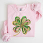Colorful Shamrock, Four Leaf Clover, Sequin Style, Lucky, Irish, Lucky Charm, Retro, St Patrick's Day Sweatshirt