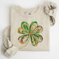 Colorful Shamrock, Four Leaf Clover, Sequin Style, Lucky, Irish, Lucky Charm, Retro, St Patrick's Day Sweatshirt