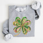 Colorful Shamrock, Four Leaf Clover, Sequin Style, Lucky, Irish, Lucky Charm, Retro, St Patrick's Day Sweatshirt