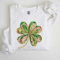 Colorful Shamrock, Four Leaf Clover, Sequin Style, Lucky, Irish, Lucky Charm, Retro, St Patrick's Day Sweatshirt