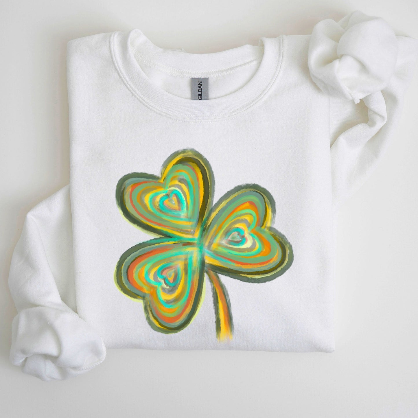 Pastel Shamrock, Clover, Lucky, Irish, Lucky Charm, Retro, St Patrick's Day Sweatshirt