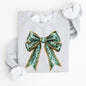 Leopard Bow, Coquette, Lucky, Shamrock, Lucky Charm, Irish, Retro, St Patrick's Day Sweatshirt