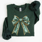 Leopard Bow, Coquette, Lucky, Shamrock, Lucky Charm, Irish, Retro, St Patrick's Day Sweatshirt