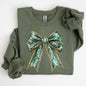 Leopard Bow, Coquette, Lucky, Shamrock, Lucky Charm, Irish, Retro, St Patrick's Day Sweatshirt