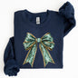 Leopard Bow, Coquette, Lucky, Shamrock, Lucky Charm, Irish, Retro, St Patrick's Day Sweatshirt