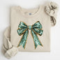 Leopard Bow, Coquette, Lucky, Shamrock, Lucky Charm, Irish, Retro, St Patrick's Day Sweatshirt