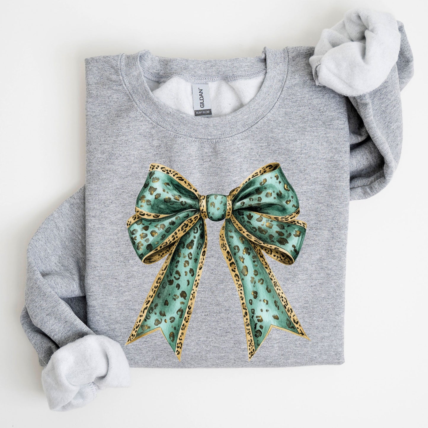 Leopard Bow, Coquette, Lucky, Shamrock, Lucky Charm, Irish, Retro, St Patrick's Day Sweatshirt