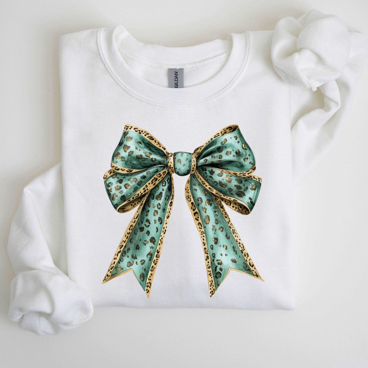 Leopard Bow, Coquette, Lucky, Shamrock, Lucky Charm, Irish, Retro, St Patrick's Day Sweatshirt
