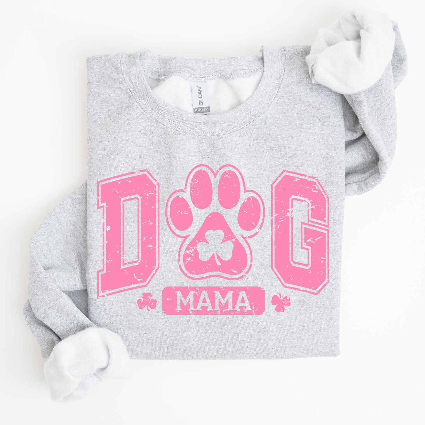 Dog Mama, Pink, Lucky, Shamrock, Lucky Charm, Irish, Retro, St Patrick's Day Sweatshirt