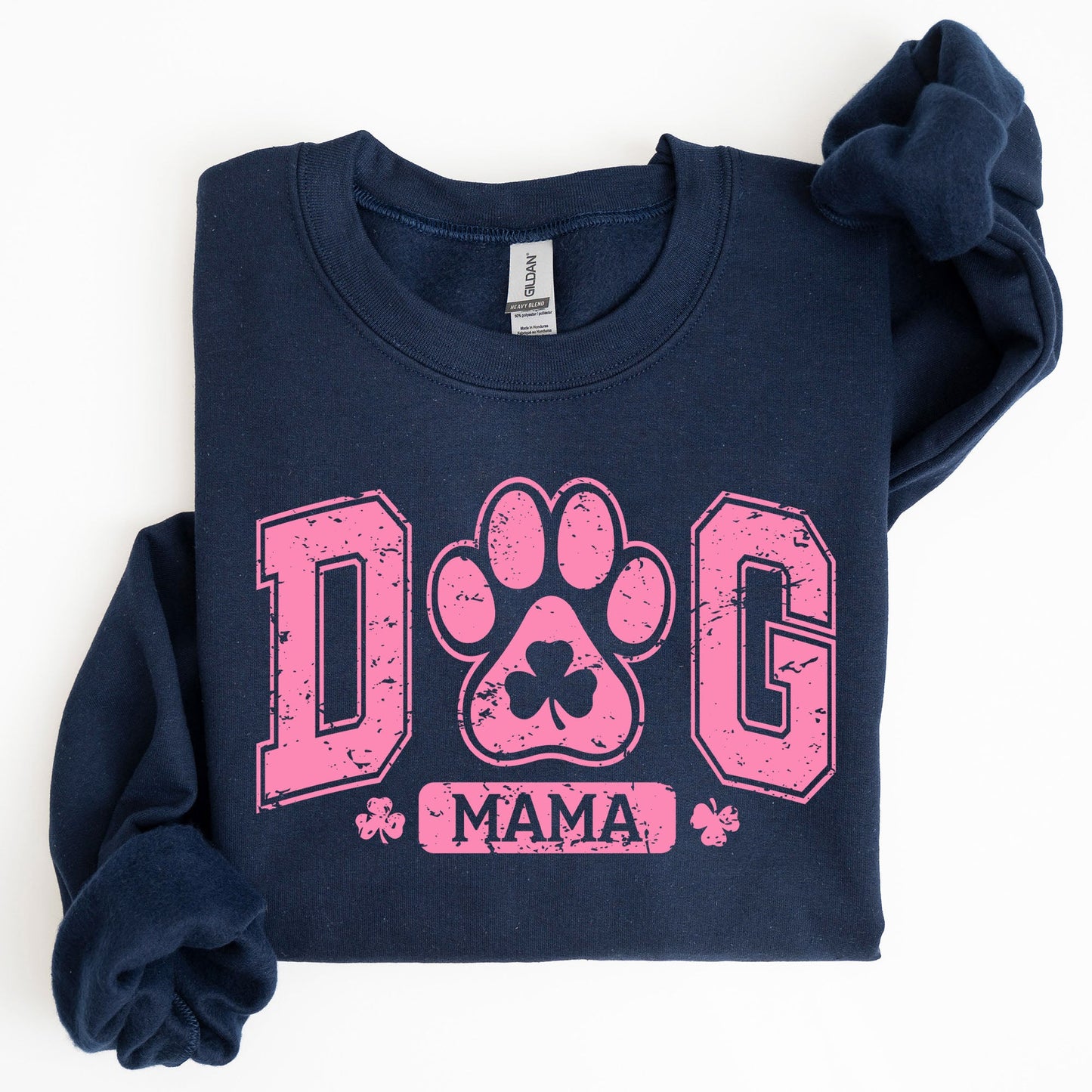 Dog Mama, Pink, Lucky, Shamrock, Lucky Charm, Irish, Retro, St Patrick's Day Sweatshirt