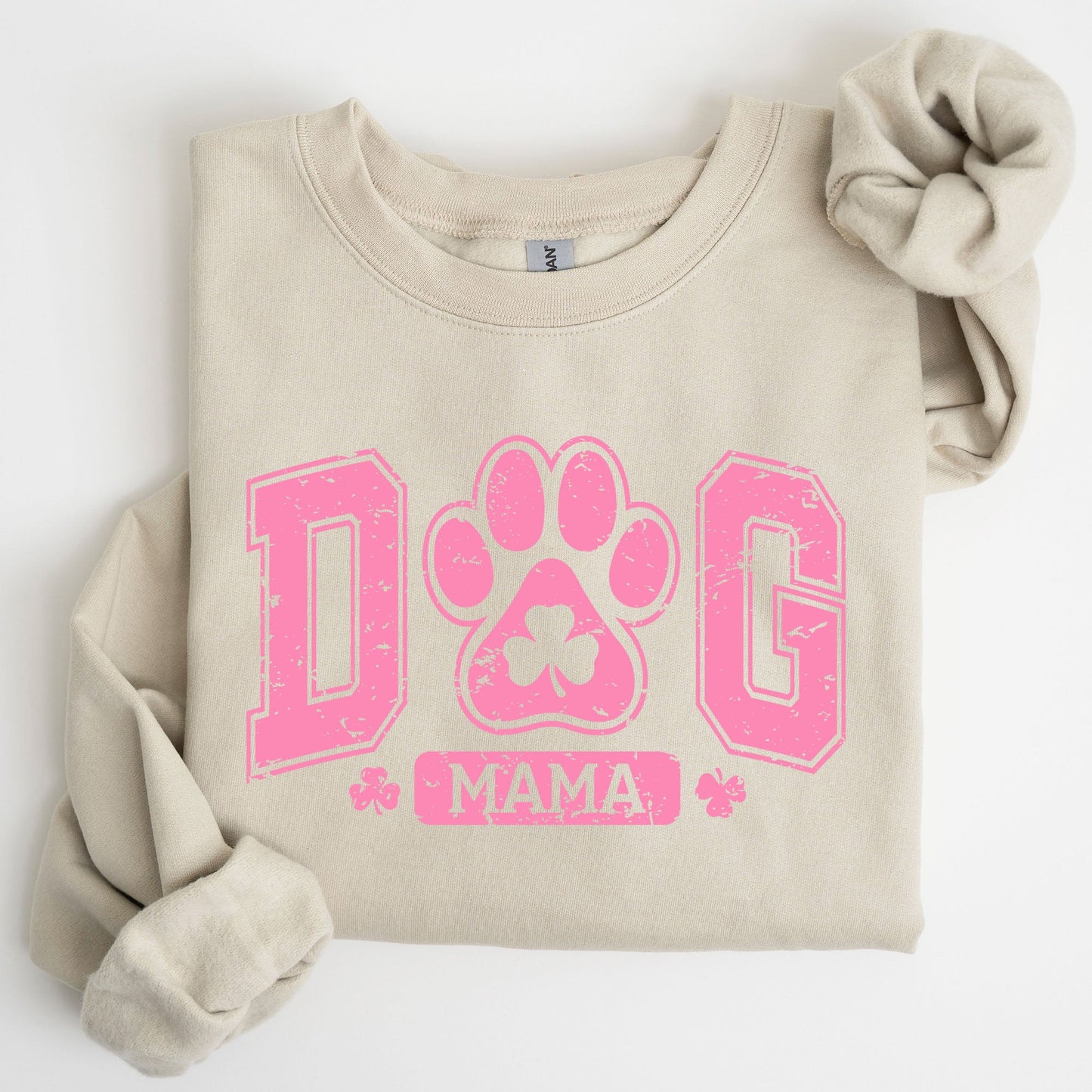 Dog Mama, Pink, Lucky, Shamrock, Lucky Charm, Irish, Retro, St Patrick's Day Sweatshirt
