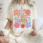 First Grade, Boho, Teacher, Back to School, Floral, First Day of School, Cute, Teacher Appreciation, Coquette, Comfort Colors T-Shirt