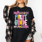 First Grade, Teacher, Back to School, Checkered, Bow, First Day of School, Cute, Teacher Appreciation, Coquette, Comfort Colors T-Shirt
