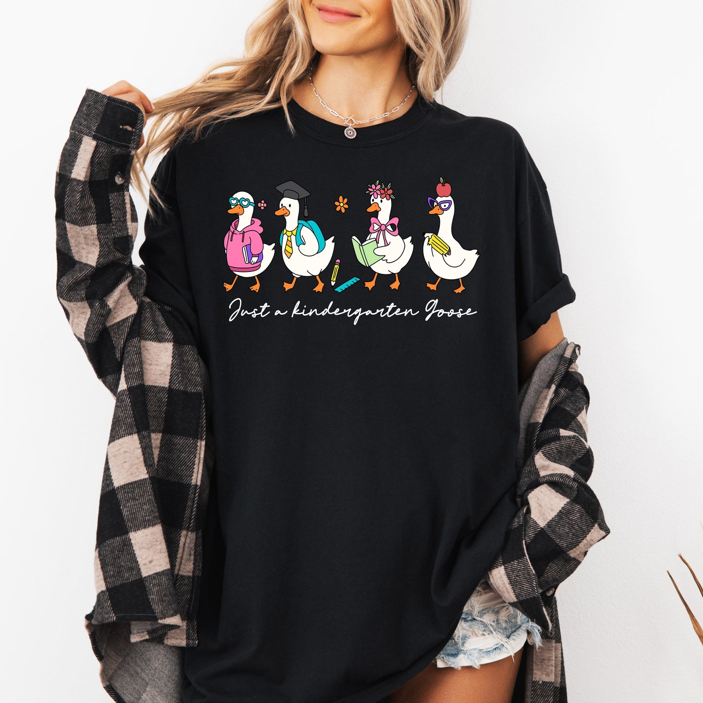 Just A Fourth Grade Goose, Teacher, Back to School, Funny, Bow, First Day of School, Cute, Teacher Appreciation, Coquette, Comfort Colors T-Shirt