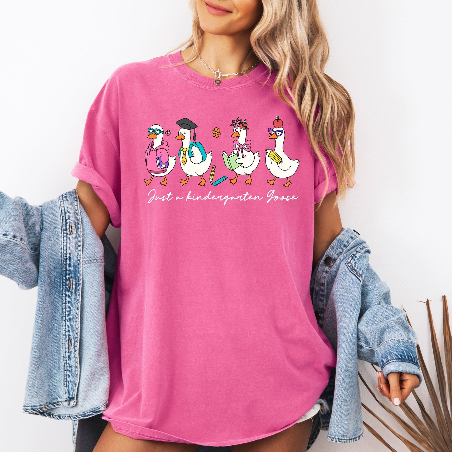 Just A Fourth Grade Goose, Teacher, Back to School, Funny, Bow, First Day of School, Cute, Teacher Appreciation, Coquette, Comfort Colors T-Shirt