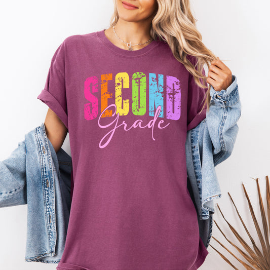 Second Grade, Retro, Teacher, Back to School, First Day of School, Cute, Teacher Appreciation, Coquette, Comfort Colors T-Shirt