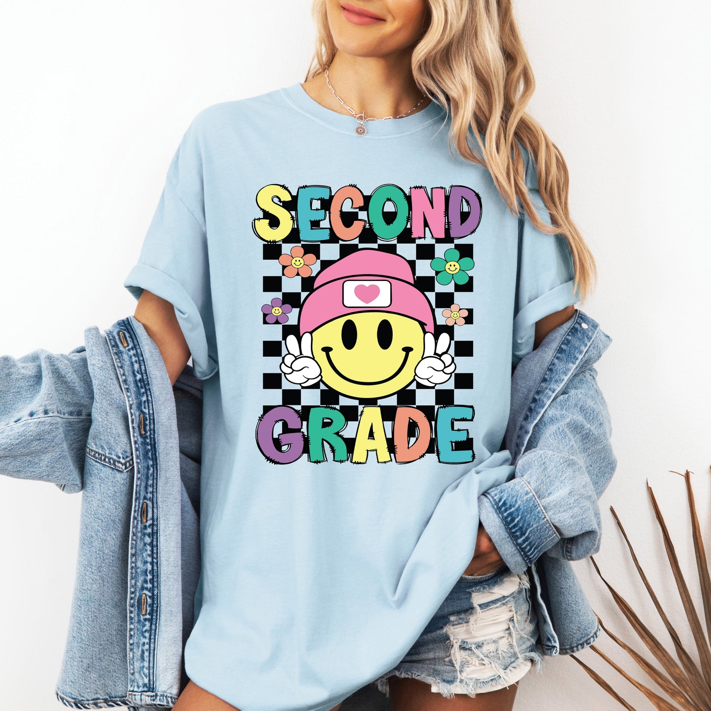 Second Grade, Smiley Face, Teacher, Back to School, First Day of School, Cute, Teacher Appreciation, Coquette, Comfort Colors T-Shirt