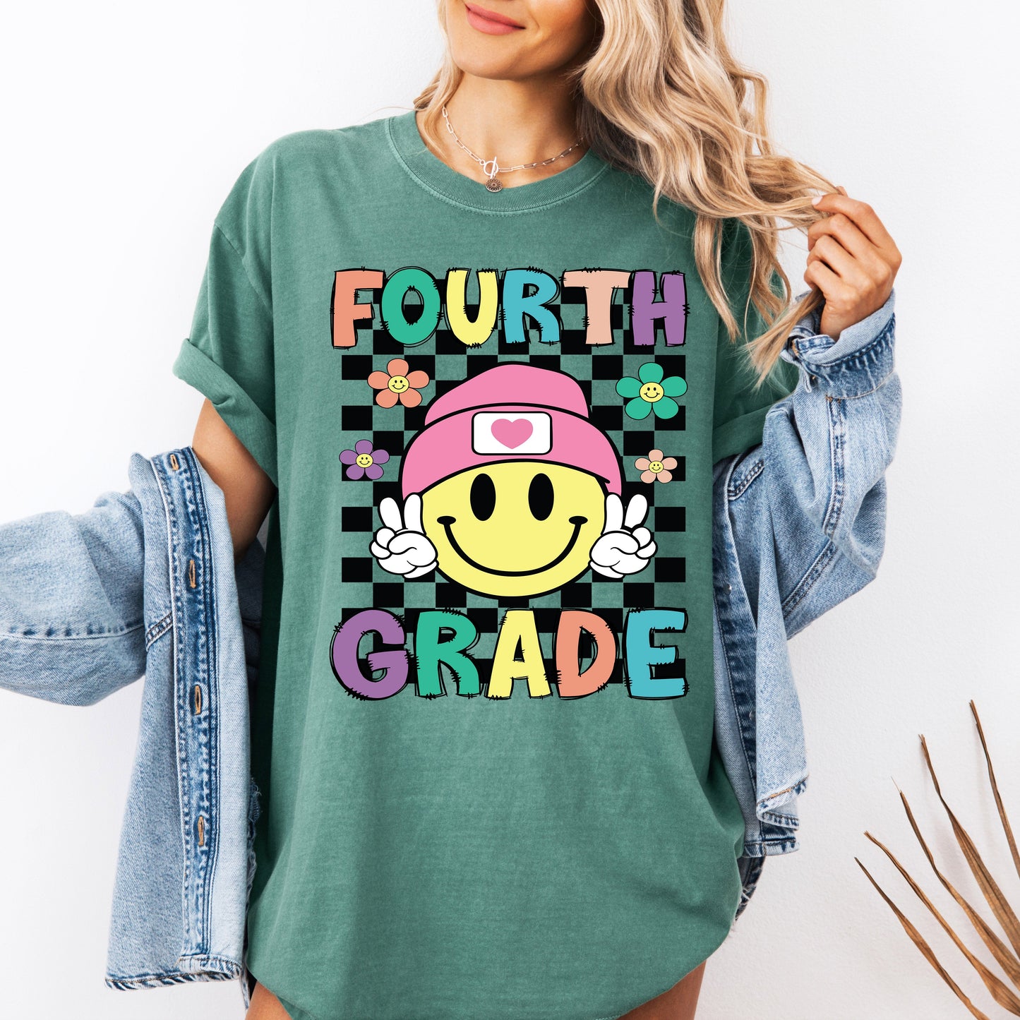 Fourth Grade, Smiley Face, Teacher, Back to School, First Day of School, Cute, Teacher Appreciation, Coquette, Comfort Colors T-Shirt