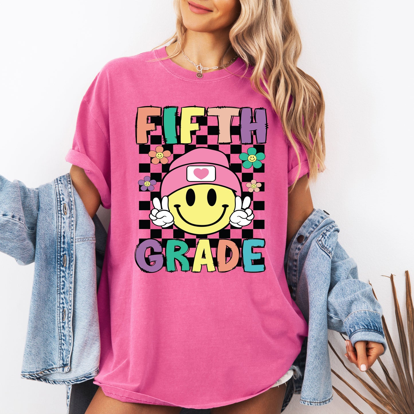 Fifth Grade, Smiley Face, Teacher, Back to School, First Day of School, Cute, Teacher Appreciation, Coquette, Comfort Colors T-Shirt