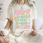 Teach Love Inspire, Boho, Back to School, First Day of School, Cute, Teacher Appreciation, Coquette, Comfort Colors T-Shirt