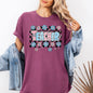 Teacher, Checkered, Retro, Floral, Back to School, First Day of School, Cute, Teacher Appreciation, Coquette, Comfort Colors T-Shirt