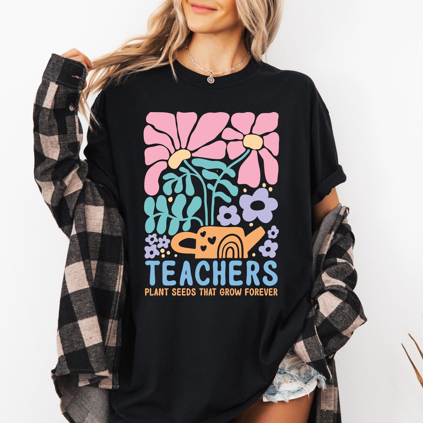 Teachers Plant Seeds Boho, Floral, Back to School, First Day of School, Cute, Teacher Appreciation, Coquette, Comfort Colors T-Shirt